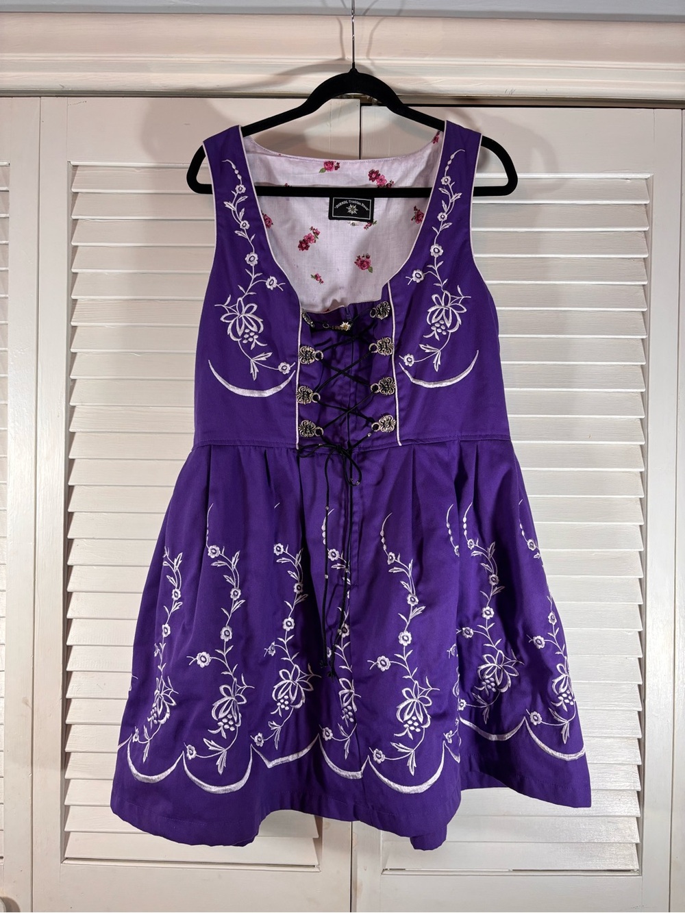 Dirndl Trachten Haus Purple Embroidered Dirndl Dress Oktoberfest Small Medium